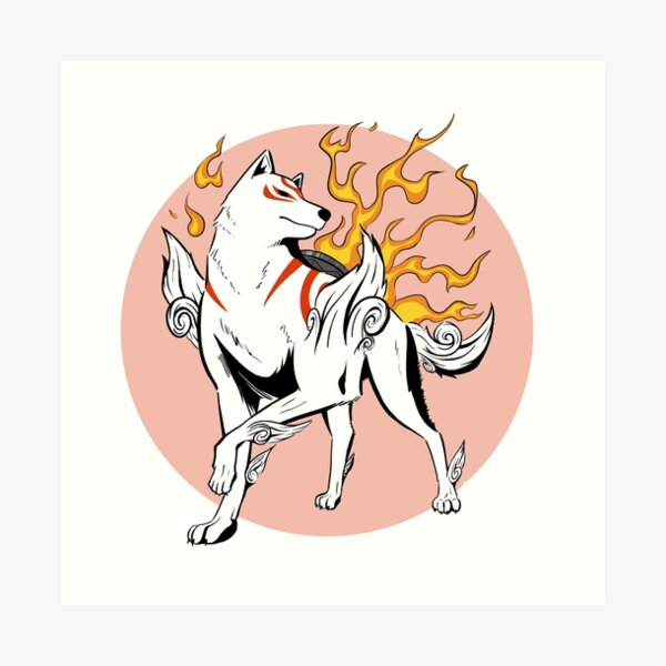 Okami Amaterasu Flower Trail Solar Flare Matte Art Print