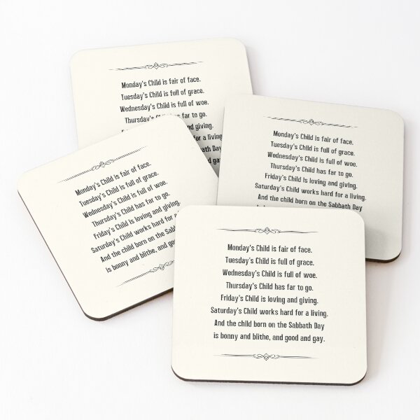 Item preview, Monday's Child Traditional Poem designed and sold by FunnyFactDesign.