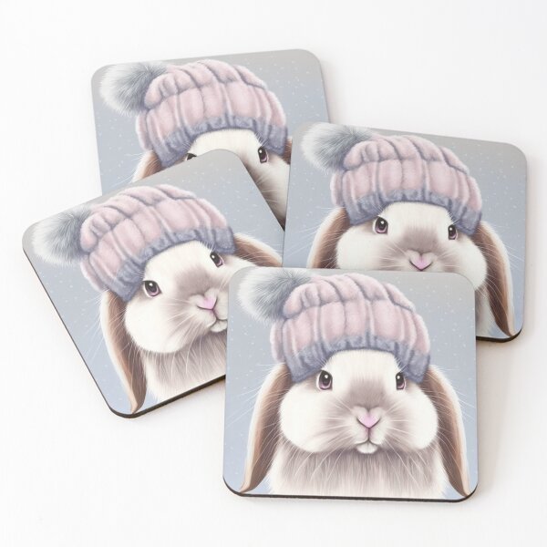 Item preview, Angora White Bunny in pink hat designed and sold by BexStix.