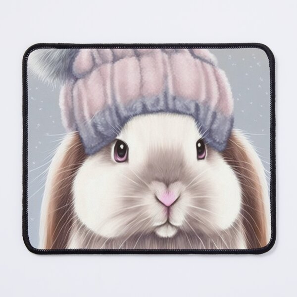 Item preview, Angora White Bunny in pink hat designed and sold by BexStix.