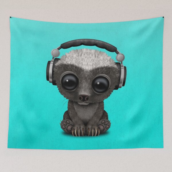Item preview, Cute Baby Honey Badger Dj Wearing Headphones designed and sold by JeffBartels.