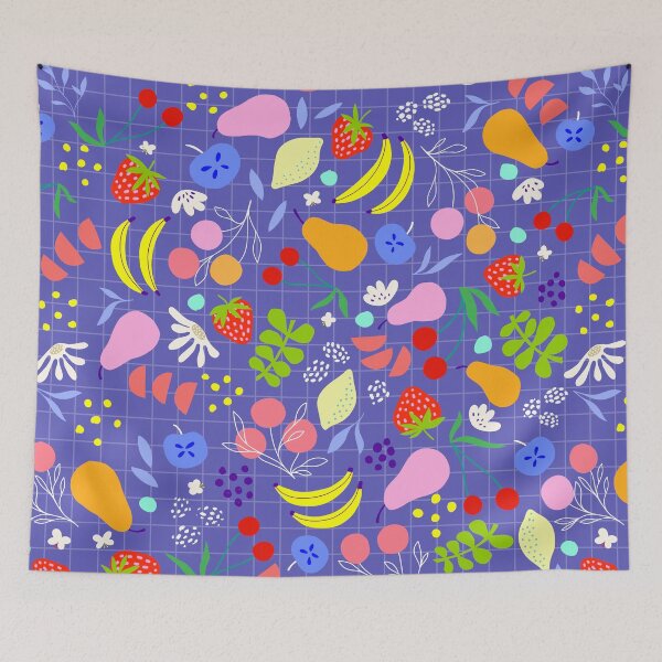 Item preview, Delicious Ditsy Organic Fruit Pattern - Summery, Very Peri & colourful designed and sold by Dominiquevari.