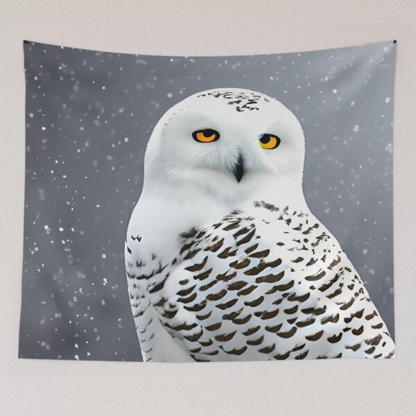 Item preview, Snowy Owl Artwork with magical nature wallpaper designed and sold by The Love Quill.