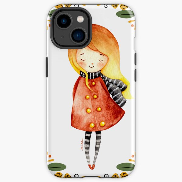 The Golden Cute Girl in Red Coat iPhone Tough Case