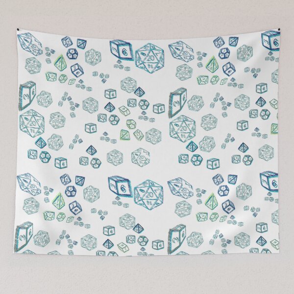 Item preview, Sketched Dice Pool Pattern Blue and Green - TTRPG designed and sold by jolabrese.