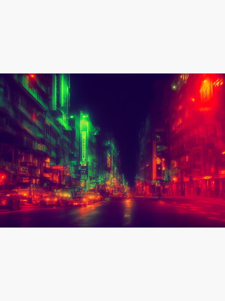 "Red & Green Neon City Streets" Sticker for Sale by emuquah Redbubble