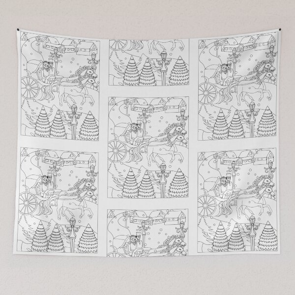 Item preview, Winter wonderland t-shirt horse carriage couple riding through the snow. perfect colorable design for christmas designed and sold by SimiRaghavan.