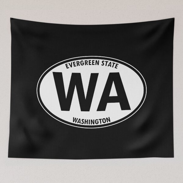 Item preview, Washington State - Evergreen State - Abbreviation and Motto Oval Travel Bumper Sticker for your Car or Luggage.  designed and sold by BBTravels.