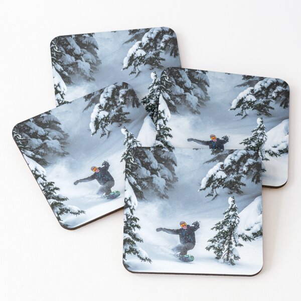 Item preview, Snowboarder Carving Powder Spray in the Trees designed and sold by Open Range Studios.