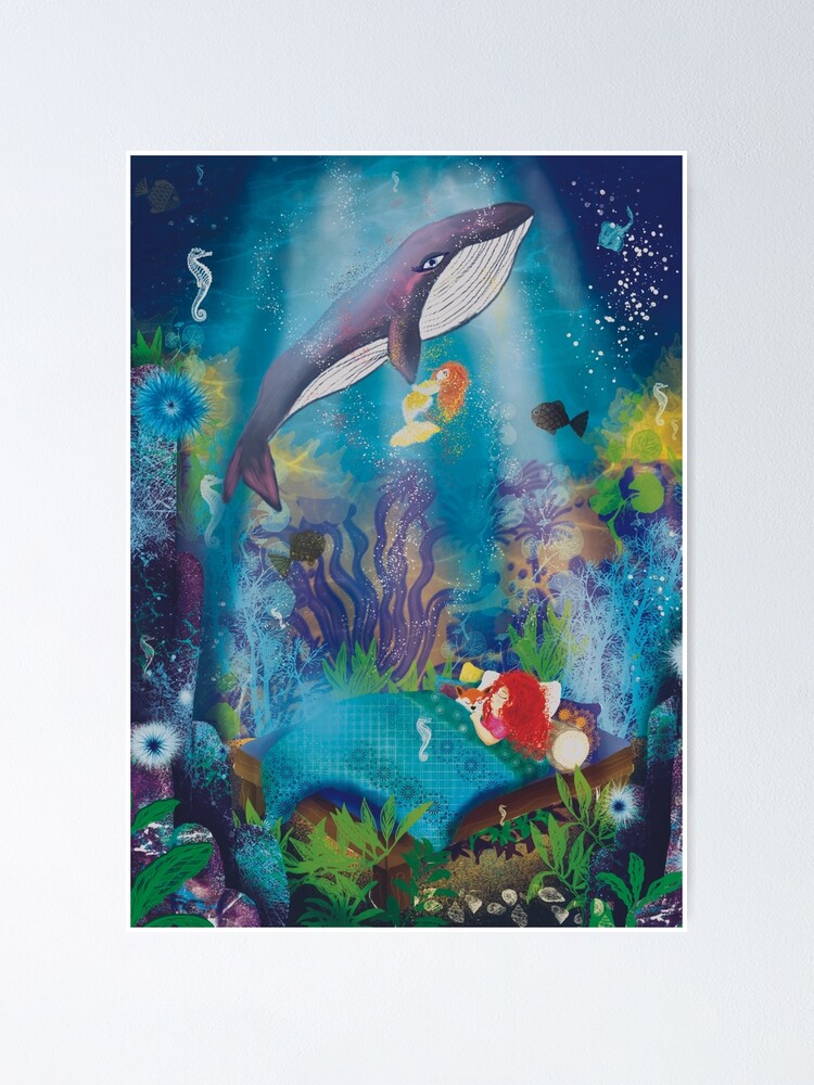 Mermaid and Whale Poster