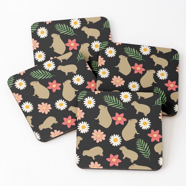 Item preview, Capybaras with flowers pink, white and red designed and sold by ArlacV.