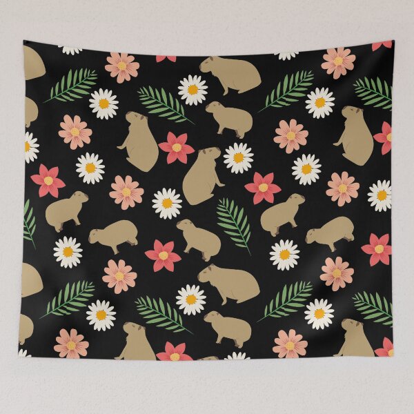 Item preview, Capybaras with flowers pink, white and red designed and sold by ArlacV.