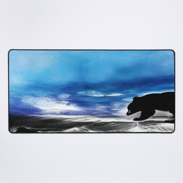 Item preview, Black Bear at the Ocean with Misty Blue Sky Background designed and sold by deniselynnimage.