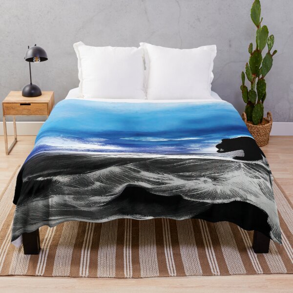 Item preview, Black Bear at the Ocean with Misty Blue Sky Background designed and sold by deniselynnimage.