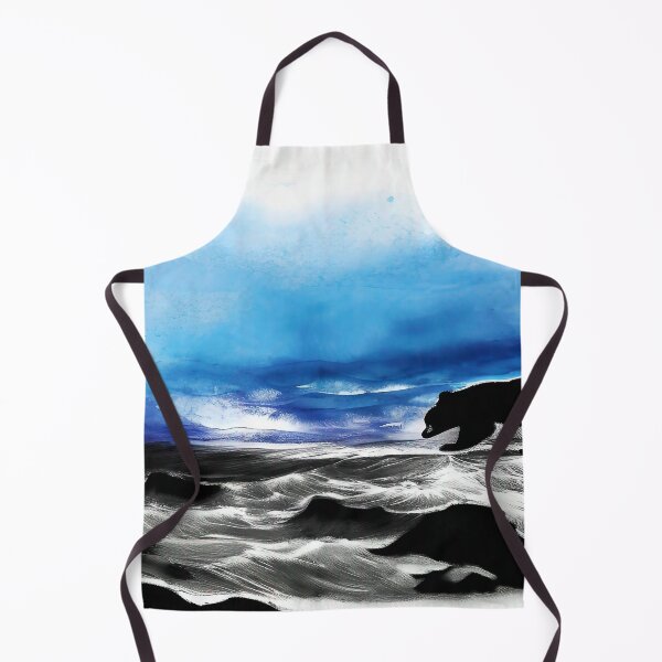 Item preview, Black Bear at the Ocean with Misty Blue Sky Background designed and sold by deniselynnimage.