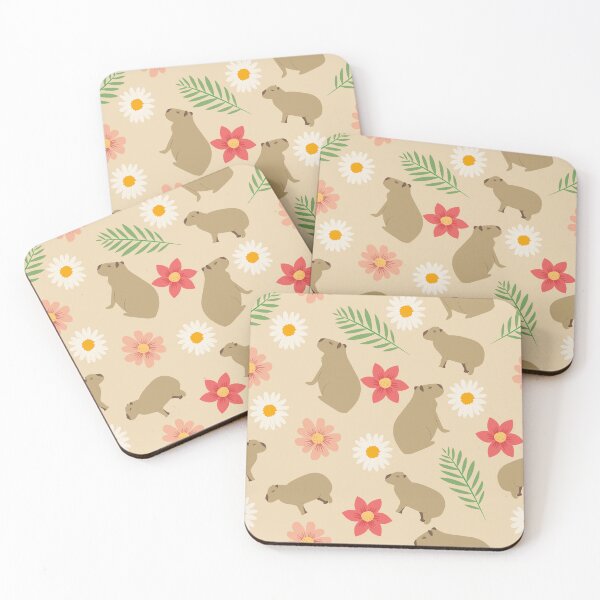 Item preview, Capybaras with flowers pink pattern designed and sold by ArlacV.