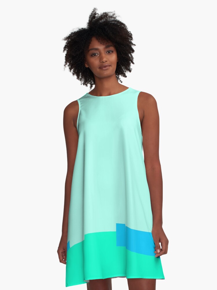 Thumbnail 1 of 4, A-Line Dress, nice aquamarine colors designed and sold by hamtz.