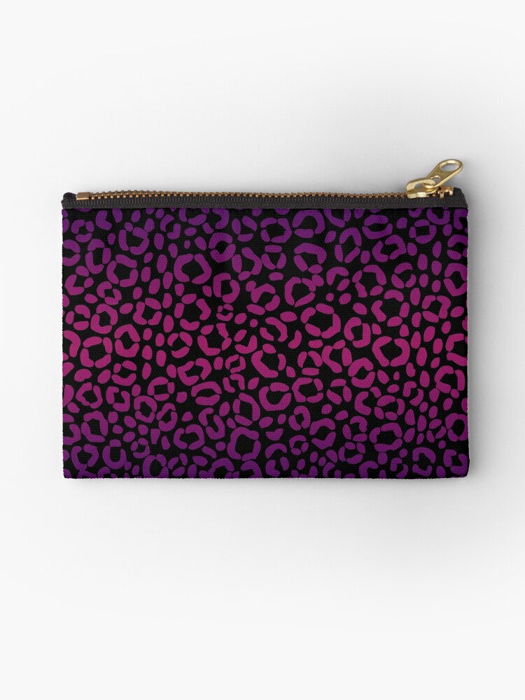 Black, Magenta and Purple Leopard Print Pattern Design Zipper Pouch for  Sale by bexilla