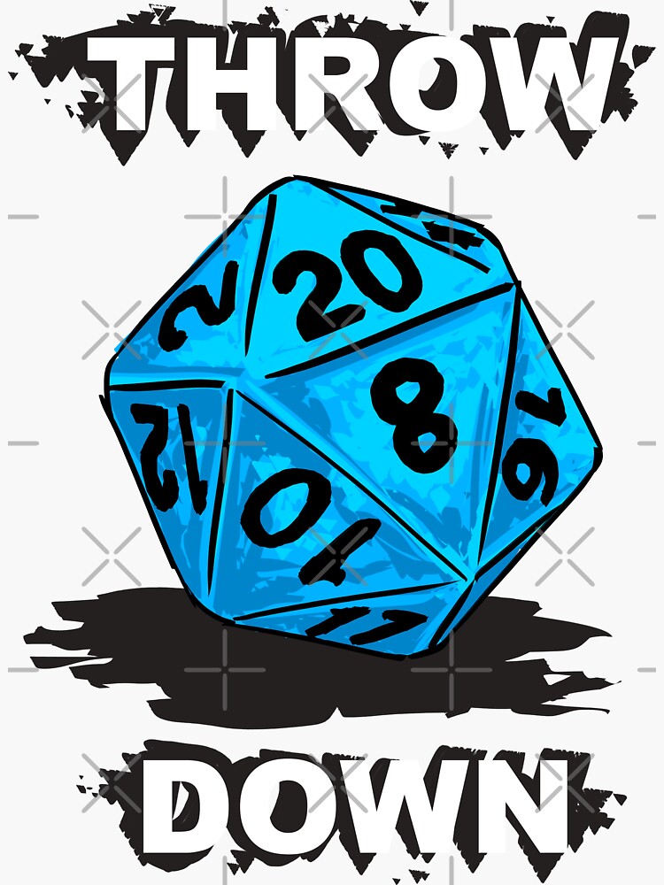 "d20 Throw Down in Icy Blue" Sticker for Sale by BrimstoneAxe Redbubble