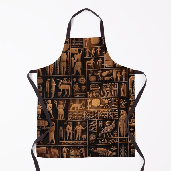 Item preview, Ancient Sumerian pictographs of olden rituals and people a black and orange pattern designed and sold by ArtifactVault.