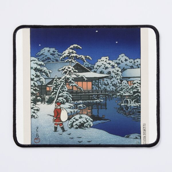Item preview, Hasui Kawase Woodblock Santa Claus in a Japanese Garden designed and sold by TeeARTHY.
