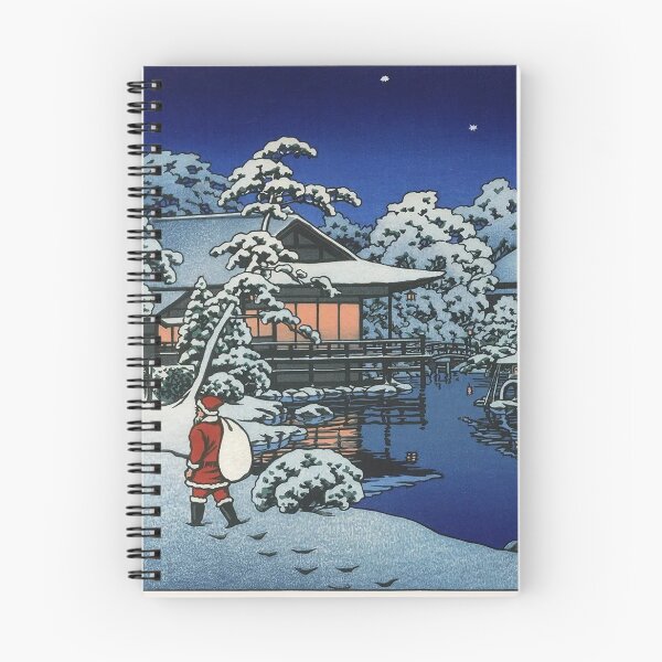 Item preview, Hasui Kawase Woodblock Santa Claus in a Japanese Garden designed and sold by TeeARTHY.