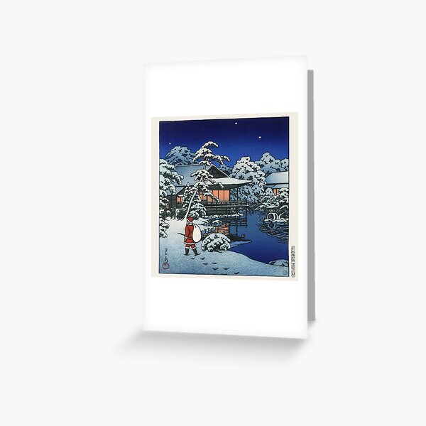Item preview, Hasui Kawase Woodblock Santa Claus in a Japanese Garden designed and sold by TeeARTHY.