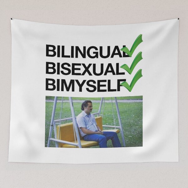 Item preview, Bilingual, Bisexual, By Myself - Funny Bisexual Meme designed and sold by Picket Club.