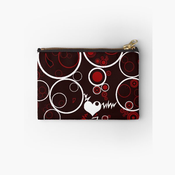 Item preview, RED AND BLACK CIRCLES WITH LIGHTNING WHITE LOVE HEART ART DESIGN  designed and sold by ozcushionstoo.