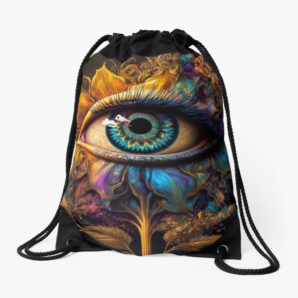 Psychedelic Eye Drawstring Bag
