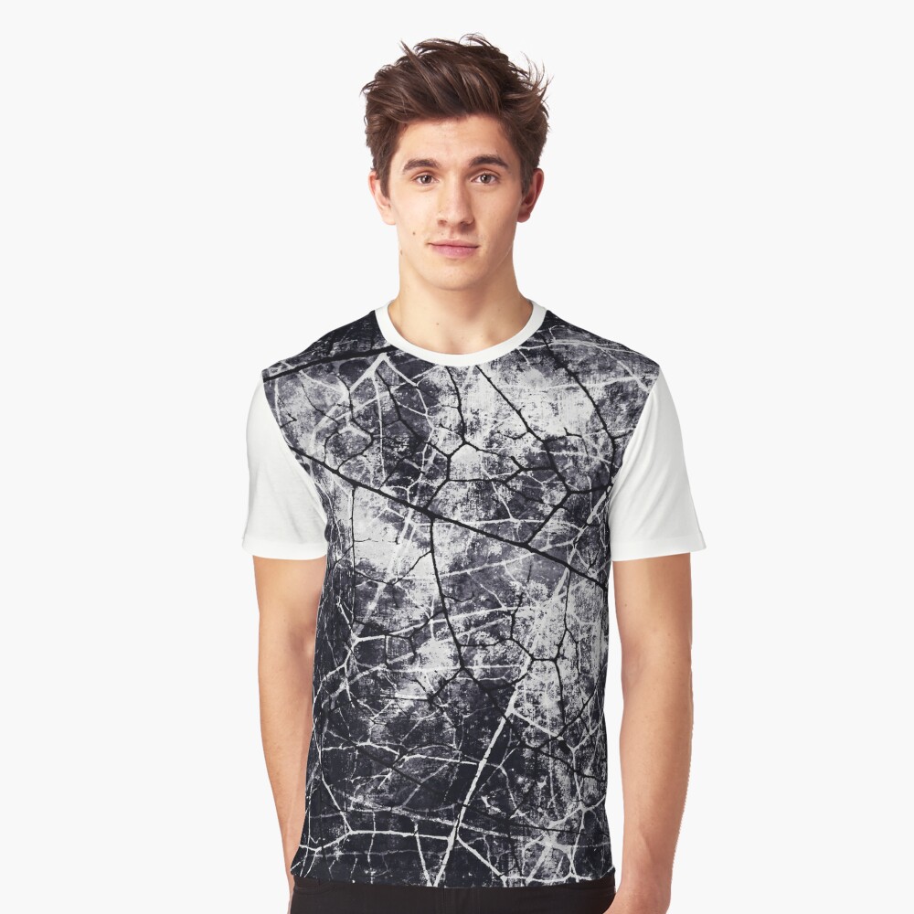 Black and White Crackle Grunge Texture Graphic T-Shirt for Sale by bexilla