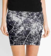 Black and White Crackle Grunge Texture Mini Skirt