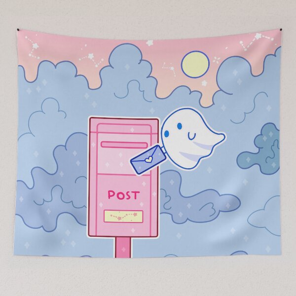 Item preview, A small ghost sends a letter through a mailbox designed and sold by Inkcapella.