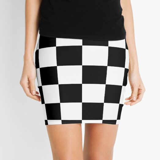 black white checkered Mini Skirt