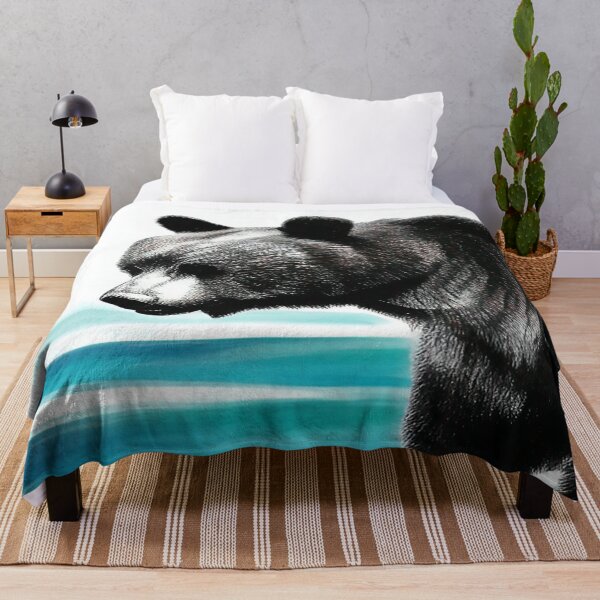Item preview, Black and White Bear Wading in the Cool Blue Water  designed and sold by deniselynnimage.
