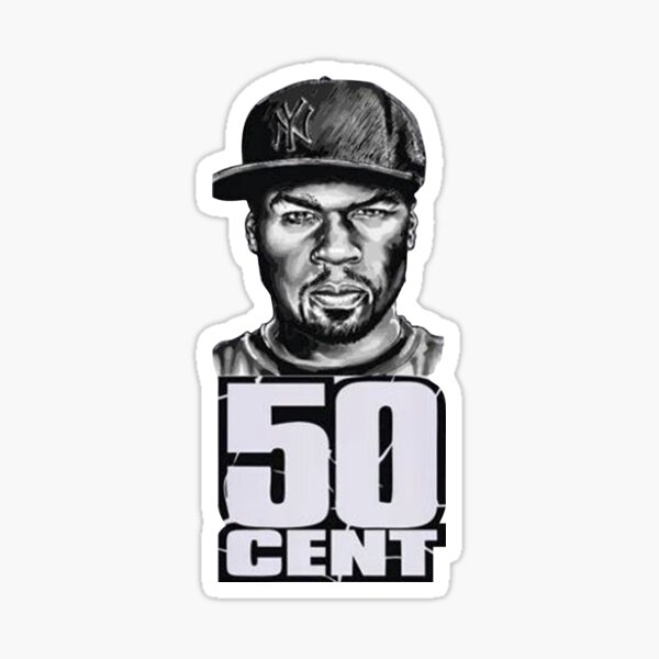 Vinyl Sticker Decal full color Black w White background 50 Cent