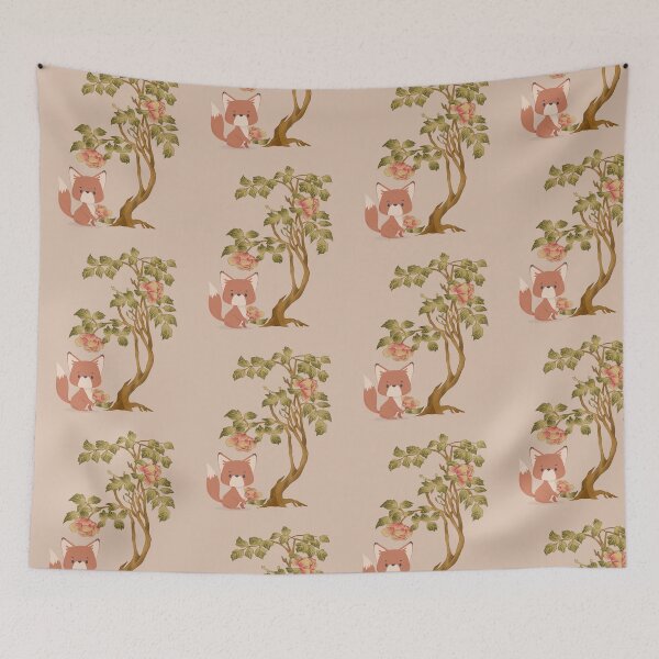 Item preview, Little fox and camellia tree designed and sold by SkyisBright.