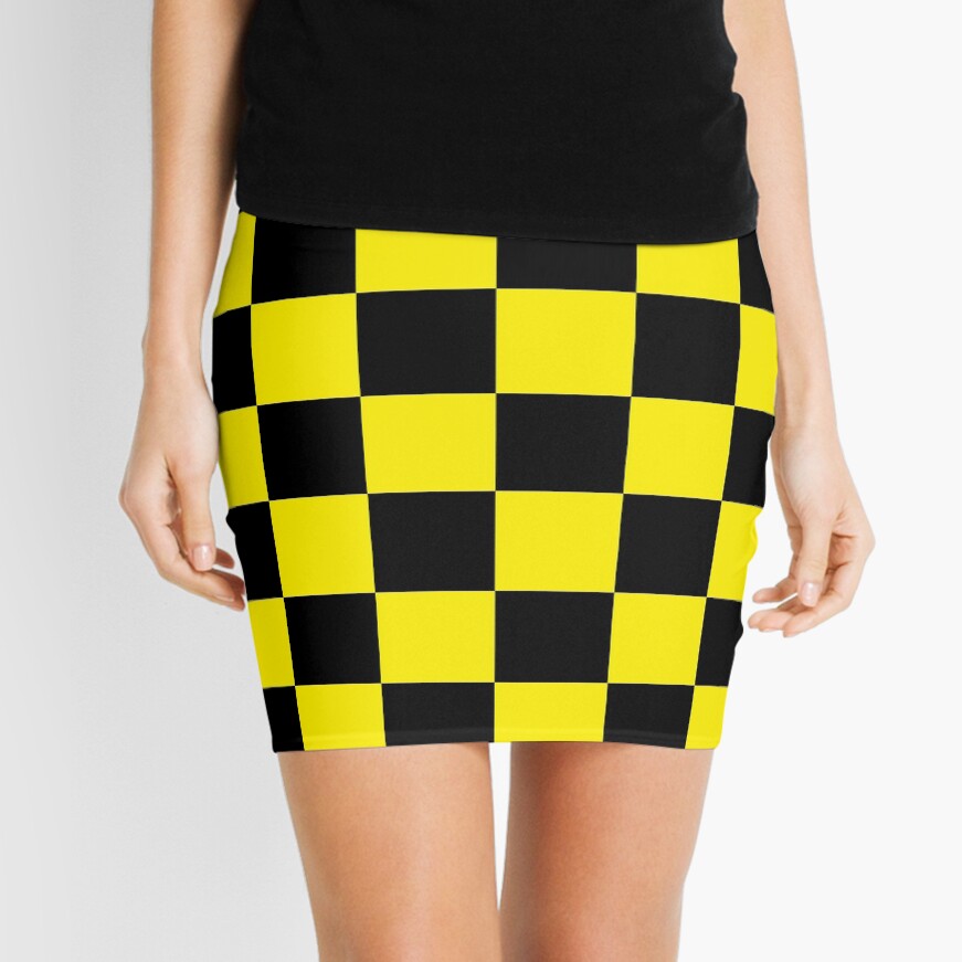 black yellow checkered Mini Skirt