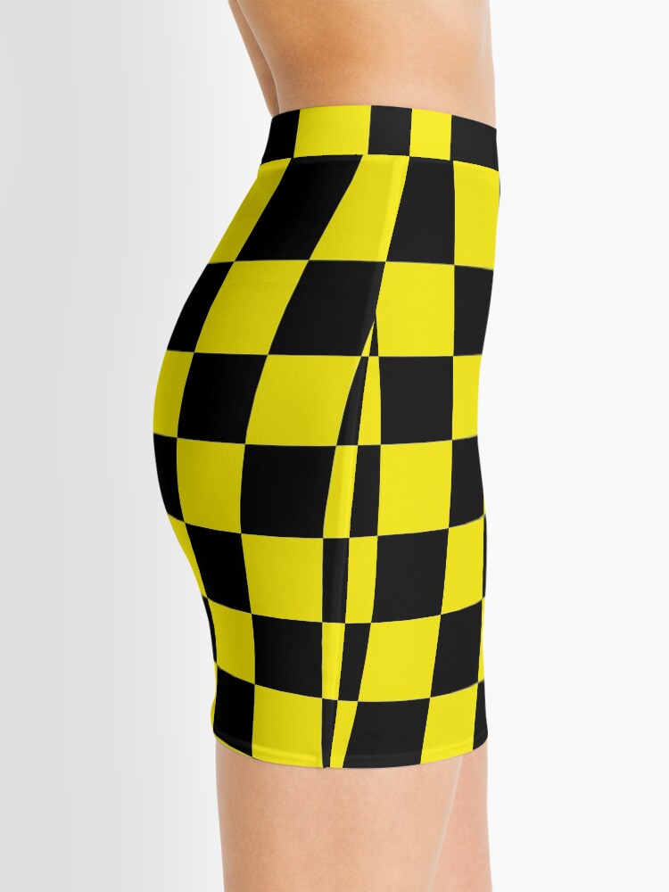 Alternate view of black yellow checkered Mini Skirt