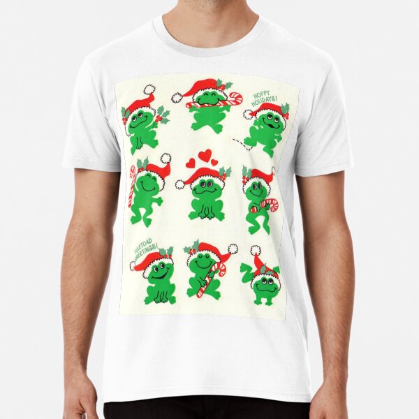 Vista previa del artículo con la obra «Happy Holiday vintage Lindo paquete de ranas navideñas», diseñado y vendido por anotherkali.