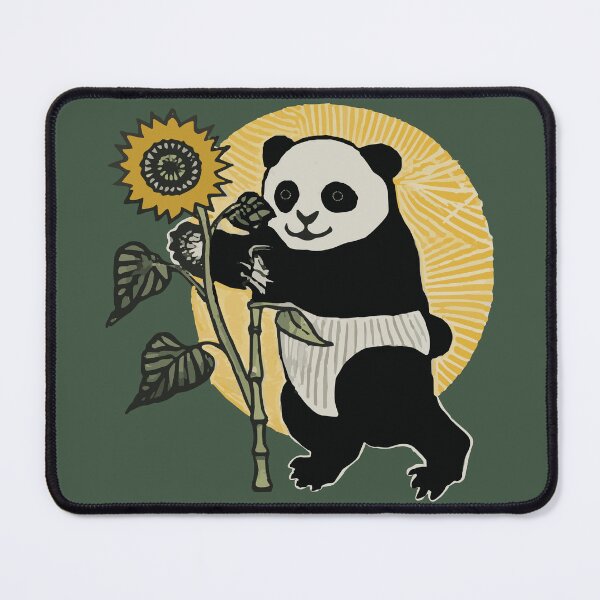 Item preview, Ukiyo-e Style Smiling Panda Holding a Sunflower With the Sun Behind designed and sold by pelagio.