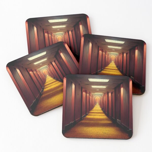 Item preview, Long hotel hallway with red doors designed and sold by Paradigme.