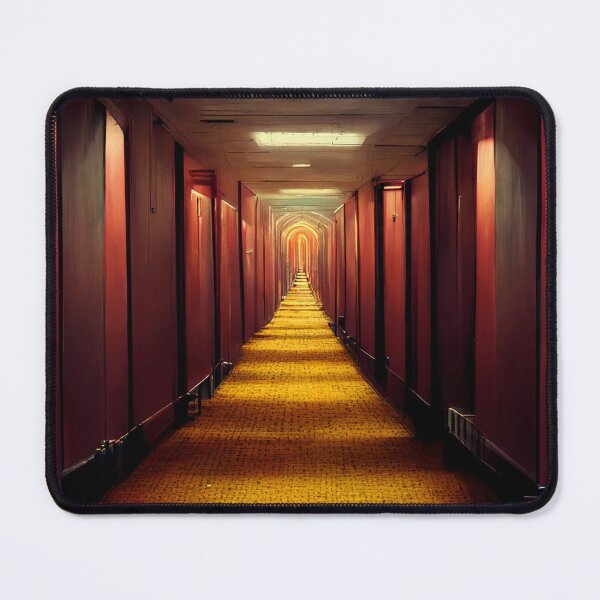Item preview, Long hotel hallway with red doors designed and sold by Paradigme.