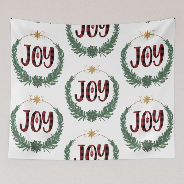 Item preview, Vintage Buffalo Plaid Joy Winter Wreath designed and sold by MochaMeli.