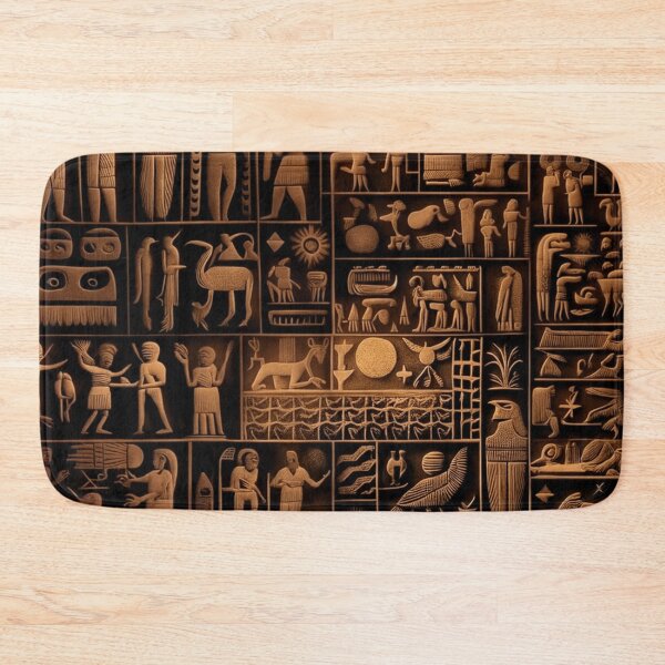Item preview, Ancient Sumerian pictographs of olden rituals and people a black and orange pattern designed and sold by ArtifactVault.