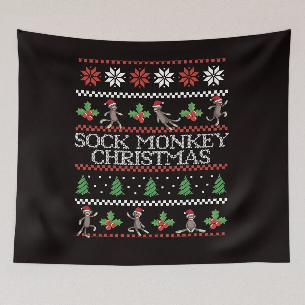 Item preview, Sock Monkey Christmas Ugly Christmas Sweater designed and sold by The Masked Designer.