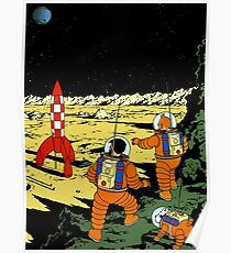 Tintin rocket moon tshirt Poster