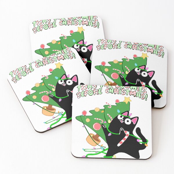 Item preview, Twas the Zoomies Before Christmas Black Cat derpy kitten knocking over xmas tree lights designed and sold by xenotransplant.