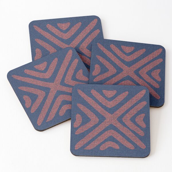 Item preview, Blue Linen and Warm Coral Lines - Interior decor pattern designed and sold by StarEyez.