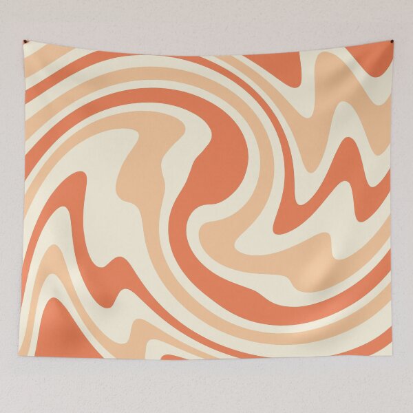 Item preview, 70s Retro liquid  swirl in orange colors designed and sold by ReneMagritteArt.